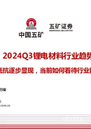 2024Q3锂电材料行业趋势：量价抵抗逐步显现，当前如何看待行业拐点？