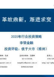 非银金融2025年行业投资策略：革故鼎新，渐进求变