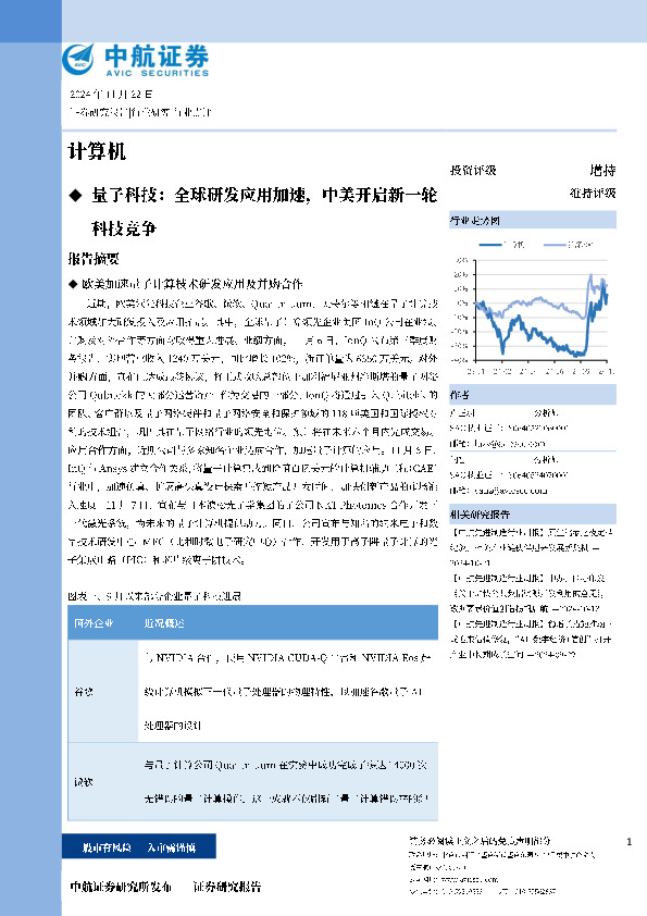 计算机：量子科技：全球研发应用加速，中美开启新一轮科技竞争