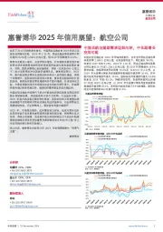 惠誉博华2025年信用展望：航空公司