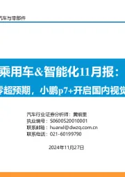 乘用车&智能化11月报:10月产批零超预期,小鹏p7+开启国内视觉NOA时代
