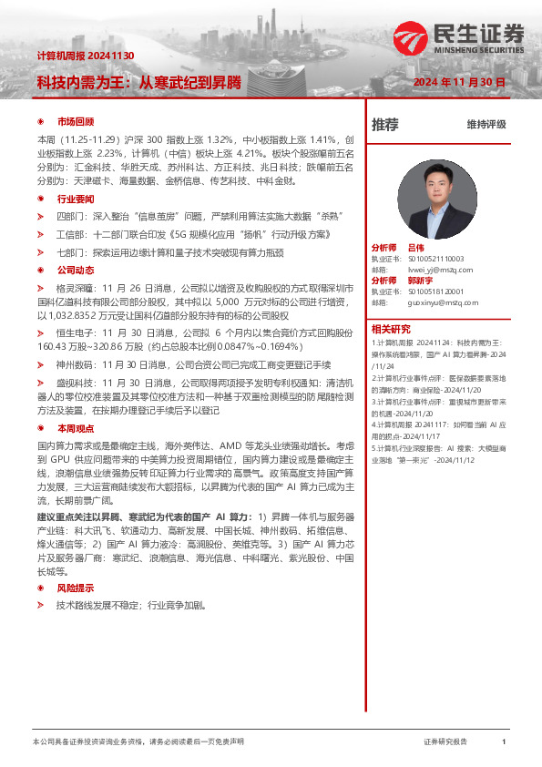 科技内需为王：从寒武纪到昇腾