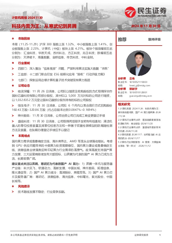 科技内需为王：从寒武纪到昇腾