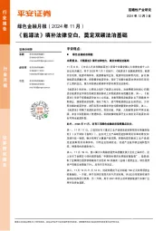 绿色金融月报(2024年11月):《能源法》填补法律空白,奠定双碳法治基础