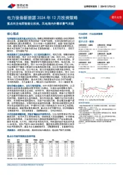 电力设备新能源2024年12月投资策略:重点关注电网智能化投资,风电海内外需求景气共振