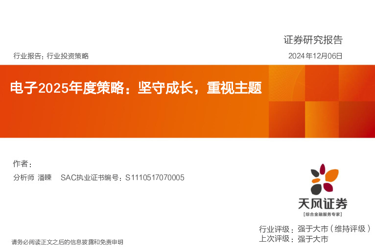 电子2025年度策略：坚守成长，重视主题