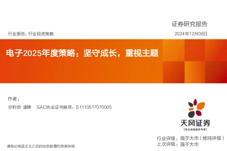 电子2025年度策略：坚守成长，重视主题