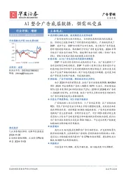 广告营销行业专题：AI整合广告底层数据，供需双受益