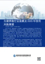 生猪养殖行业观察及2025年信用风险展望