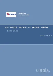 医药生物行业周报:医药“跨年行情”建议关注CXO、医疗消费、创新药械