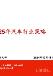 25年汽车行业策略