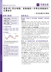 有色金属行业周报：美国CPI符合预期，美联储进一步降息预期强化支撑金价