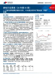 家电行业周报(24年第50周):11月家电零售需求增长向好,中央提及明年扩围实施“两新”政策