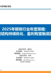 2025年钢铁行业年度策略：供需结构持续优化，盈利有望触底回暖
