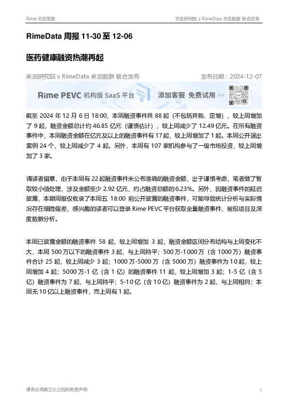 医药健康融资热潮再起