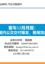 客车12月月报：11月国内公交交付爆发，翘尾效应初现