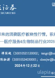 医疗服务&生物制品行业2025年投资策略:看好消费复苏带来的消费医疗板块性行情,积极关注生物制品出海机遇
