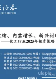 化工行业2025年投资策略:关注供给收缩、内需增长、新兴材料三大主线