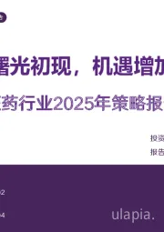 医药行业2025年策略报告：曙光初现，机遇增加