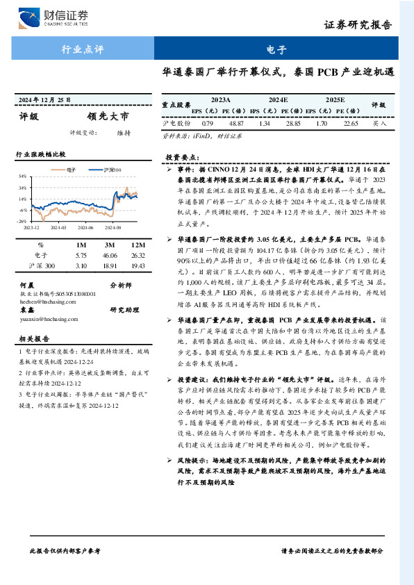 电子：华通泰国厂举行开幕仪式，泰国PCB产业迎机遇