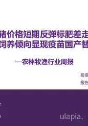 农林牧渔行业周报：生猪价格短期反弹标肥差走扩 宠物猫饲养倾向显现疫苗国产替代推进