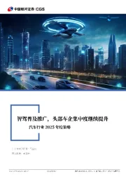汽车行业2025年度策略：智驾普及推广，头部车企集中度继续提升