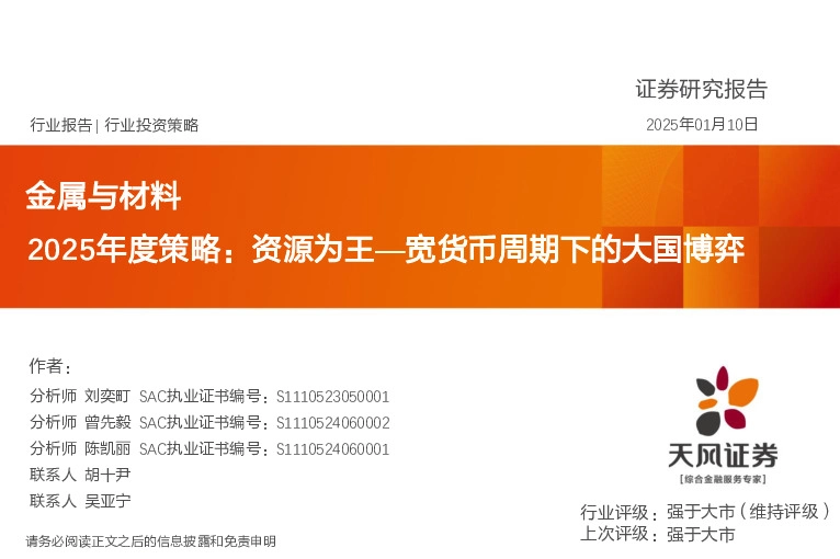 金属与材料2025年度策略：资源为王—宽货币周期下的大国博弈