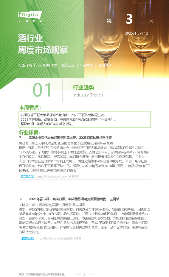 酒行业周度市场观察第3周