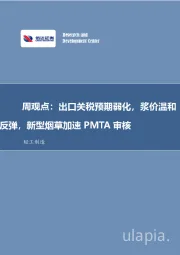 周观点：出口关税预期弱化，浆价温和反弹，新型烟草加速PMTA审核