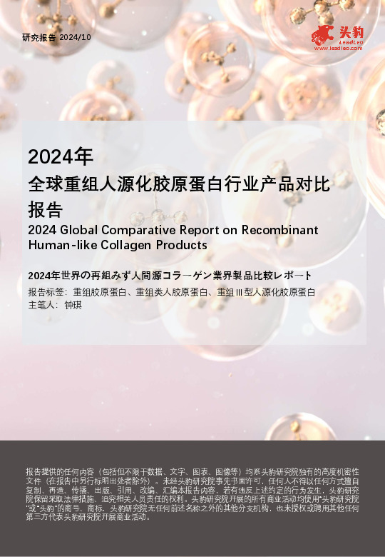 2024年全球重组人源化胶原蛋白行业产品对比报告