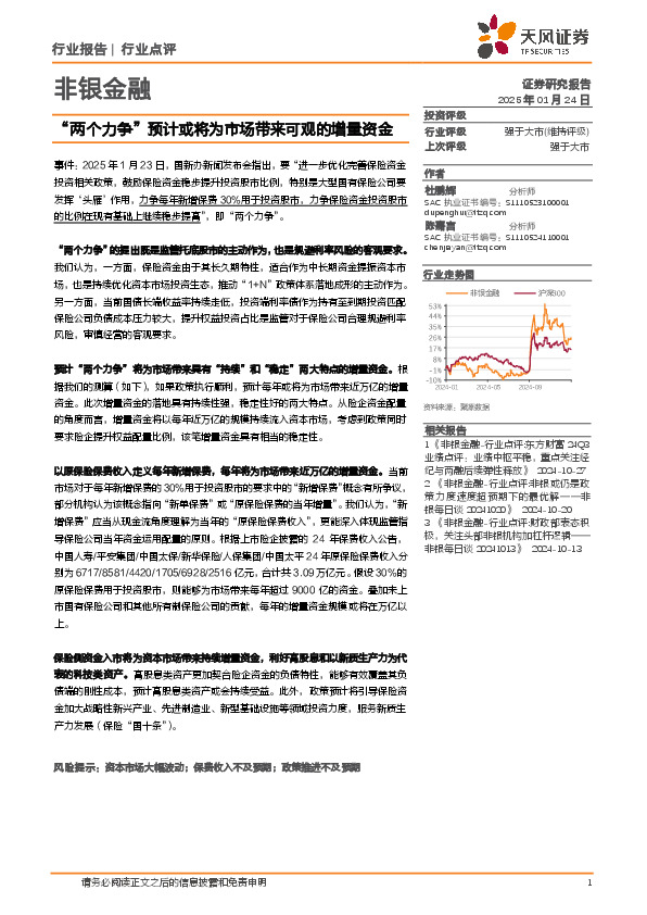 非银金融：“两个力争”预计或将为市场带来可观的增量资金