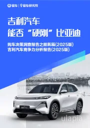 吉利汽车能否“硬刚”比亚迪：购车决策洞察报告之能耗篇(2025版) 吉利汽车竞争力分析报告(2025版)