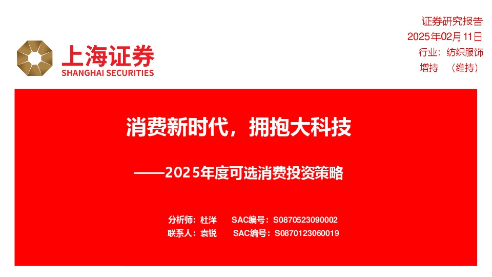 2025年度可选消费投资策略：消费新时代，拥抱大科技