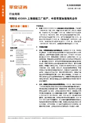 电力设备及新能源行业周报：特斯拉40GWh上海储能工厂投产，中英有望加强海风合作