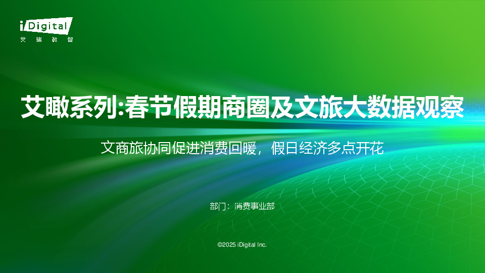 艾瞰系列：春节假期商圈及文旅大数据观察-文商旅协同促进消费回暖，假日经济多点开花