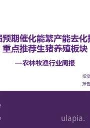 农林牧渔行业周报:行业亏损预期催化能繁产能去化投资逻辑 重点推荐生猪养殖板块