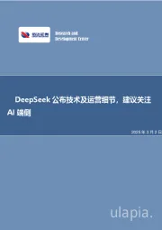 DeepSeek公布技术及运营细节,建议关注AI端侧