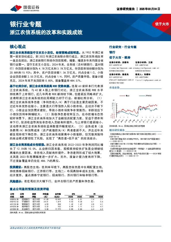 银行业专题：浙江农信系统的改革和实践成效