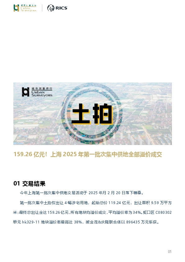 房地产行业：2025年上海第一批集中供地出让解读