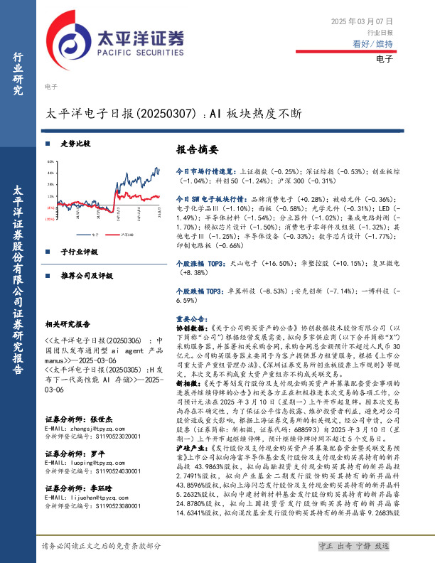 电子日报：AI板块热度不断