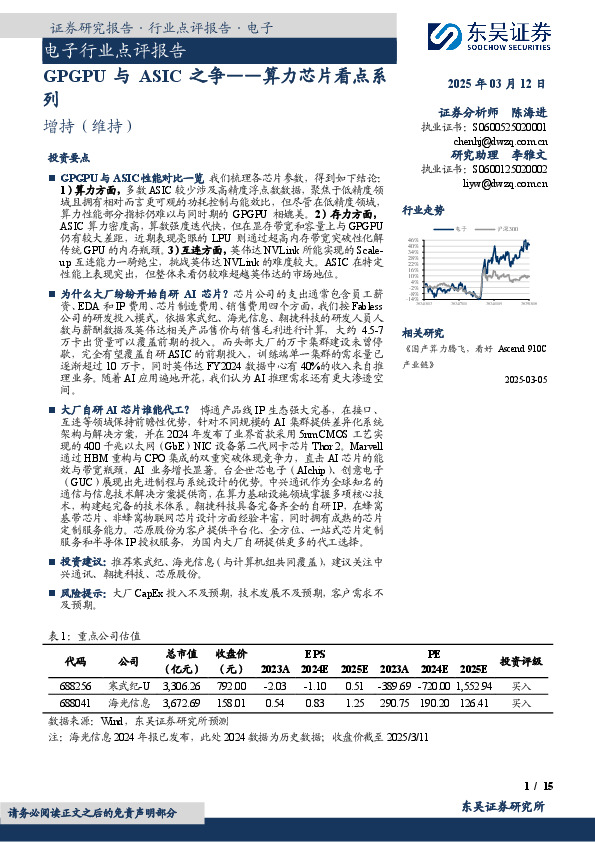 电子行业点评报告：算力芯片看点系列-GPGPU与ASIC之争