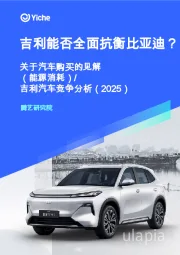 吉利能否全面抗衡比亚迪？：关于汽车行业购买的见解（能源消耗）／吉利汽车竞争分析（2025）