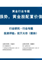 黄金行业专题：金价强势，黄金股配置价值凸显