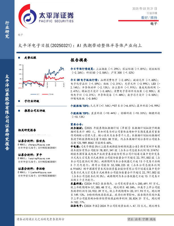 电子日报：AI热潮带动整体半导体产业向上