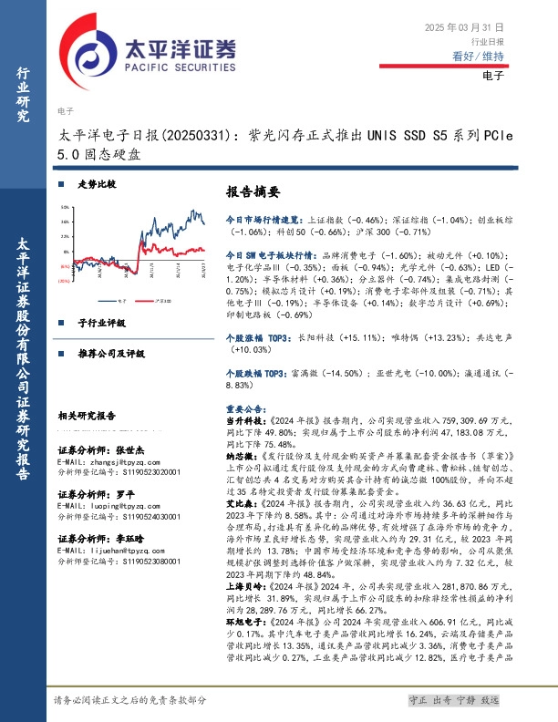 电子日报：紫光闪存正式推出UNIS SSD S5系列PCIe 5.0固态硬盘