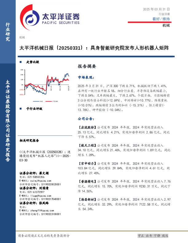 机械日报：具身智能研究院发布人形机器人矩阵