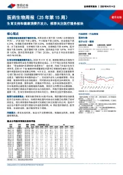 医药生物行业周报（25年第15周）：生育支持和健康消费齐发力，推荐关注医疗服务板块