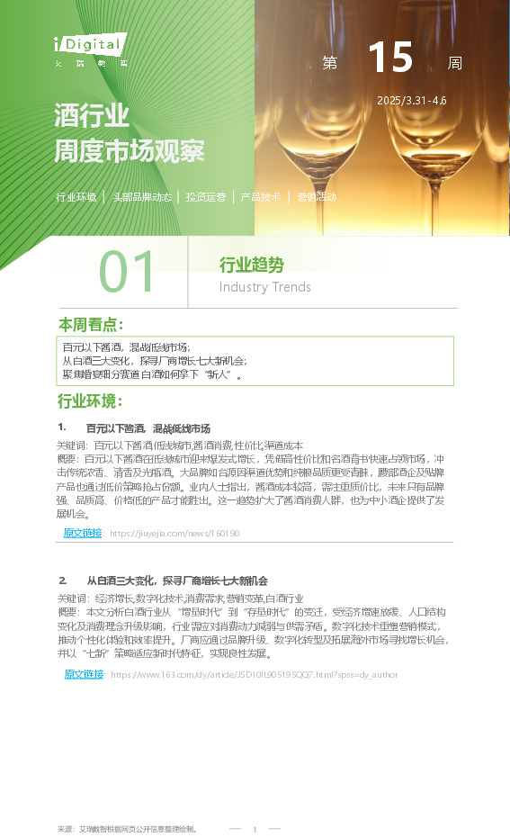 酒行业周度市场观察第15周