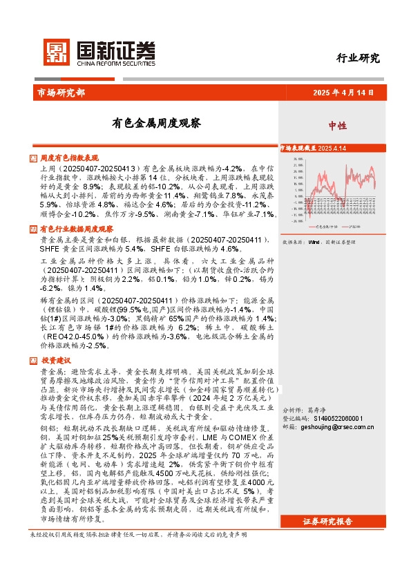 有色金属周度观察