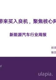 新能源汽车行业周报：调整带来买入良机，聚焦核心阿尔法